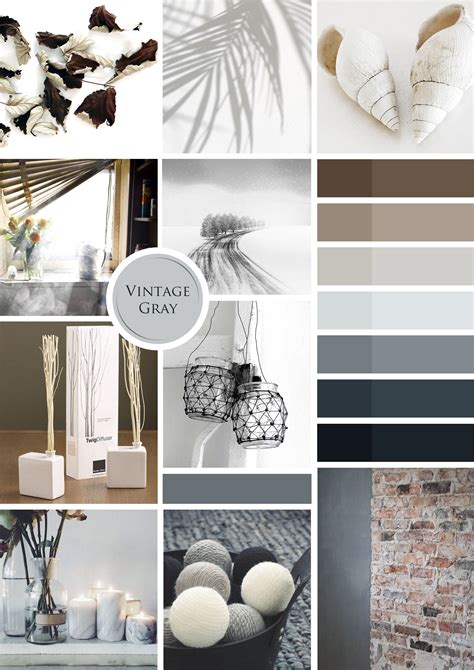 Vintage Gray Mood Board Simple Clean Minimal Board Inspiration