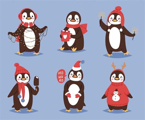 Pinguim De Natal Personagem Dos Desenhos Animados P Ssaro Bonito