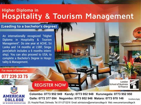 Higher Diploma In Hospitality And Tourism Management American College