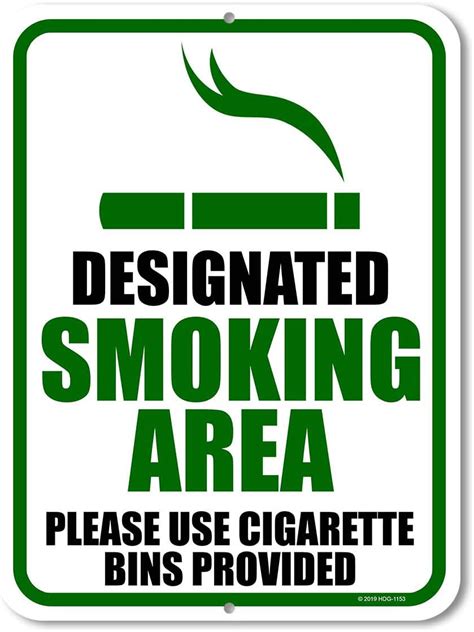 No Smoking Sign Designated Smoking Area Inch By Inch Metal Aluminum No