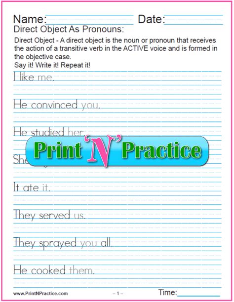 Direct Object Pronouns Worksheet