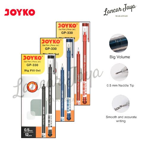 Jual 1 Box 12 Pcs Gel Pen Pulpen Pena Joyko GP 330 Big Fill Gel 0 5