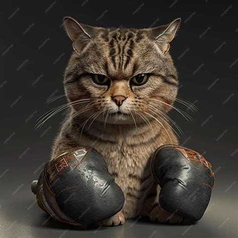 Premium Photo | A cat with a black and grey striped face sits on a