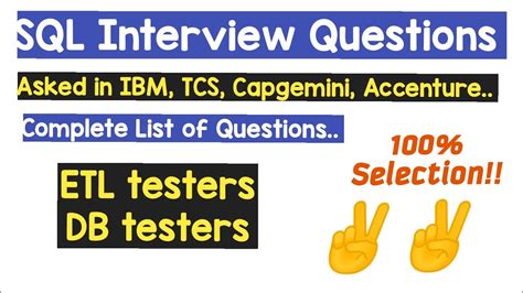 Sql Interview Questions Asked In Ibm Tcs Capgemini Accenture