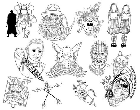 Horror Movie Tattoo Flash Procrete Stamp Pack Brush Bundle Etsy