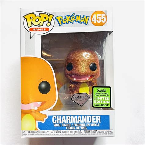 Funko POP! Games: Pokemon Charmander 455 Diamond Collection (ECCC 2021 Exclusivo Compartido ...