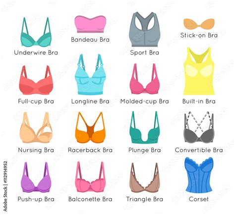 Bra Design Vector Flat Colorful Icons Set Female Underwear Styles