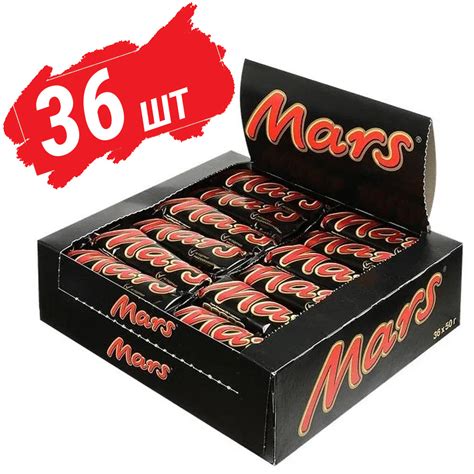 Шоколадный батончик Mars 36 штук по 50 г / Целая коробка шоколада Марс ...