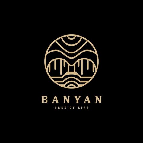 Premium Vector Oak Banyan Tree Vintage Logo With Line Art Style