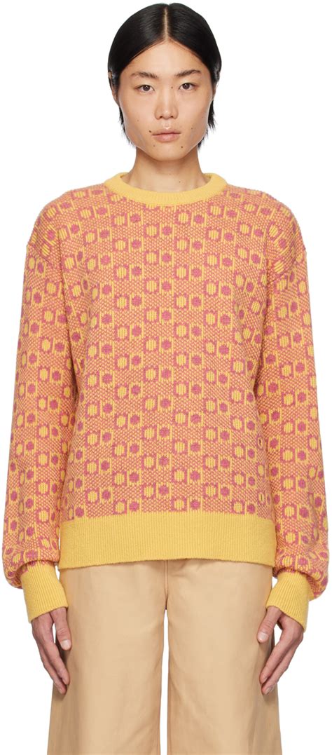 Marni Yellow Pink Jacquard Sweater Ssense