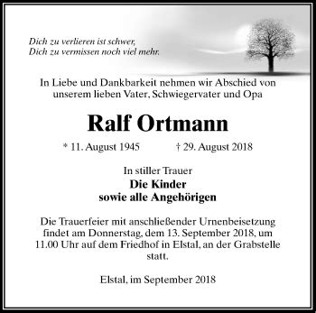 Traueranzeigen Von Ralf Ortmann M Rkische Onlinezeitung Trauerportal