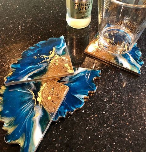 Set Of 4 Resin Coasters Ocean Waves Etsy