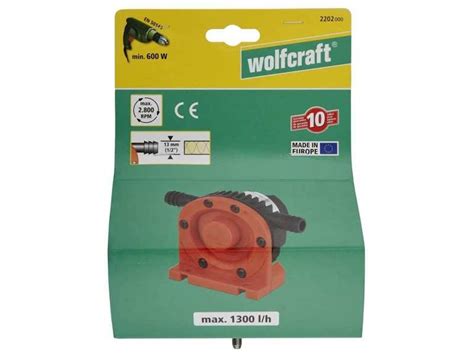 Wolfcraft Pompe Aliment E Par Perceuse L H S Mm