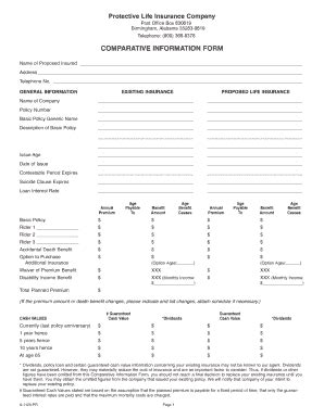 Fillable Online Comparative Information Form Goforformscom Fax Email