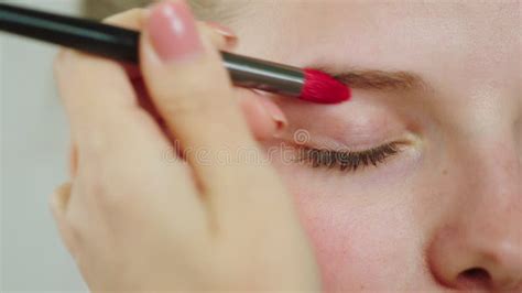 Closeup Taking Video Of Makeup Artist Make A Nude Makeup On The Model She Apply Some Product On