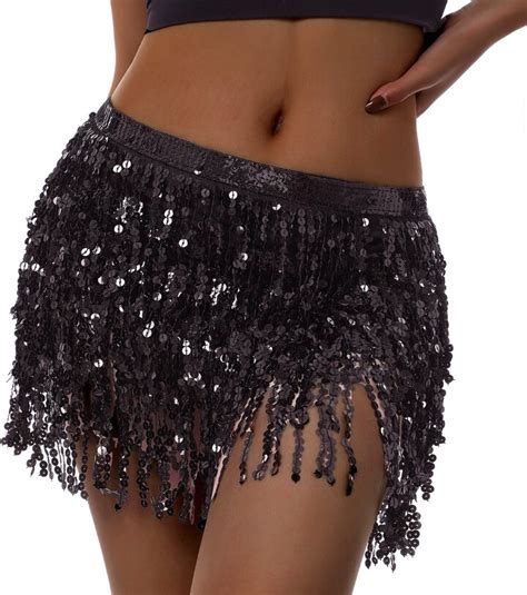 Mosiolya Women S Super Sexy Sequins Tassels Skirt Hot Girl High Waist Shiny Loose Mini Skirt