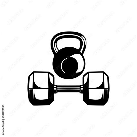 Hex Dumbbells And Kettlebell Vector Icon Set On White Background For