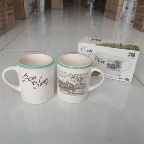 Jual Mug Couple Keramik Gelas Cangkir Papa Mama CLASSIC STD 1 Set 2