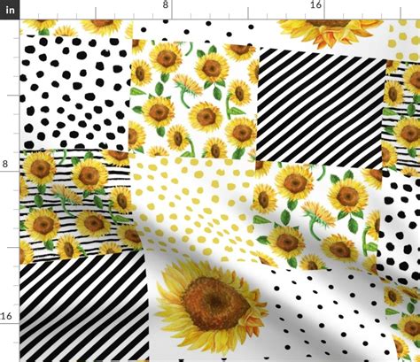 sunflower quilt - 6" squares nursery Fabric | Spoonflower