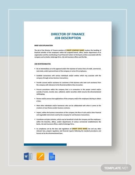 finance director job description samples  ms word