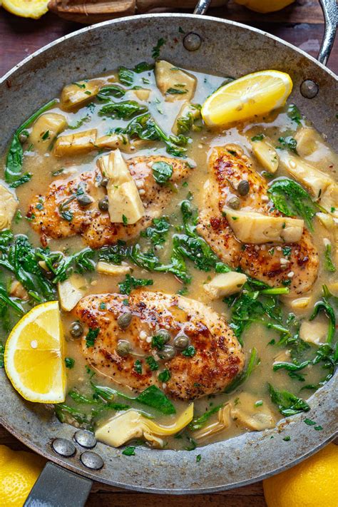 Spinach and Artichoke Chicken Piccata - Closet Cooking