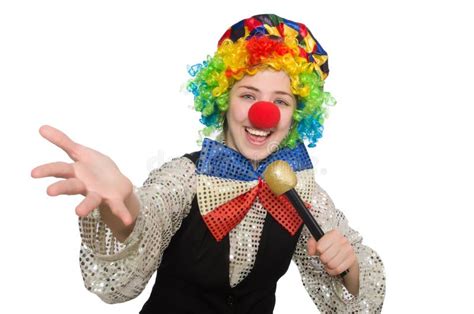 Female Clown With Maracas Isolated On White Stock Photo Image Of