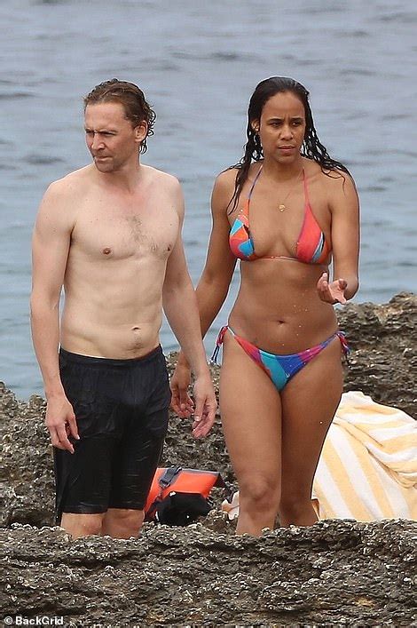 Shirtless Tom Hiddleston Packs On The Pda With Bikini Clad Girlfriend Zawe Ashton Daily Mail