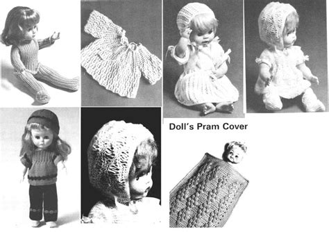 Bargain Pdf Vintage Dolls Clothes Knitting Pattern Dress Bonnet