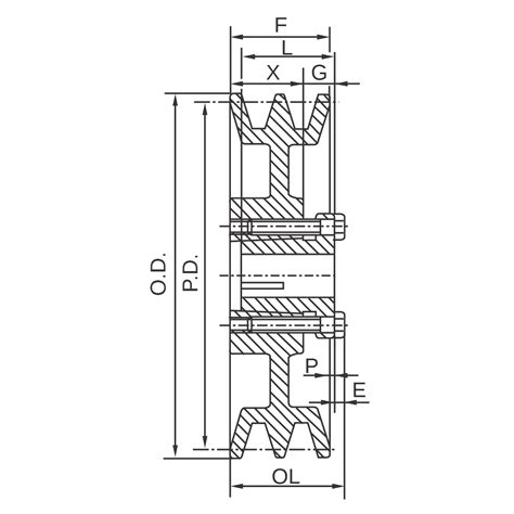 2bk50h Amec 475 H Style Bk Double Groove V Pulley