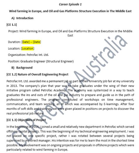 Cdr Report Sample For Structural Engineer Cdr Report Australia