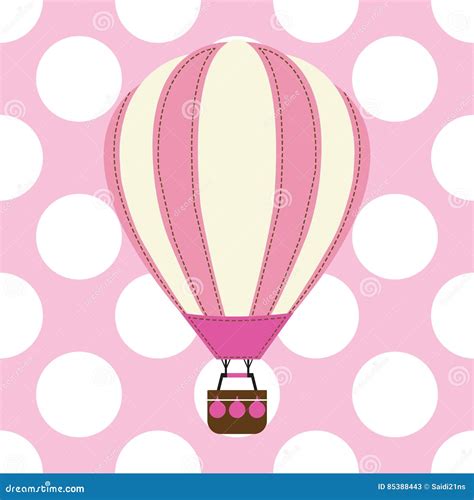 Baby Shower Card With Cute Hot Air Balloon On Pink Background Stock Vector Illustration Of