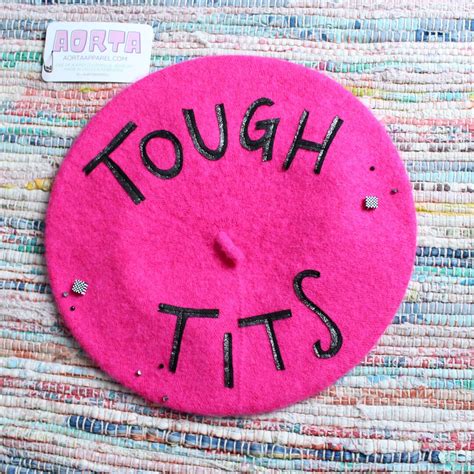 Beaded Bright Pink Tough Tits Beret Etsy