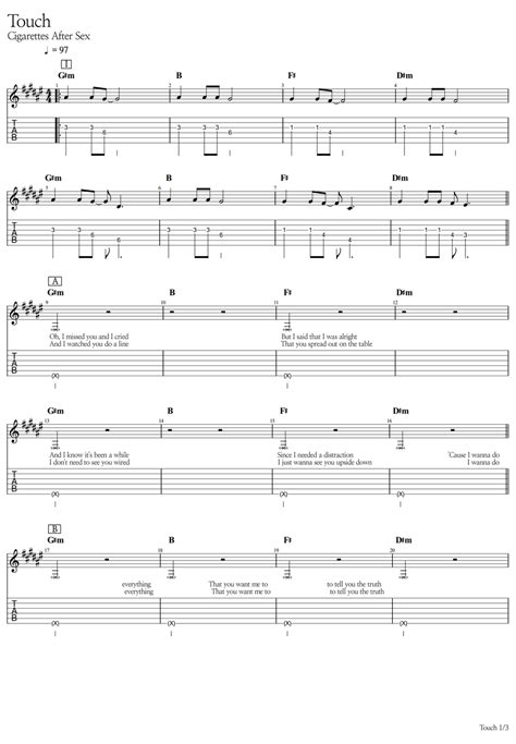 Cigarettes After Sex Touch TAB by WOORAM 기타선생