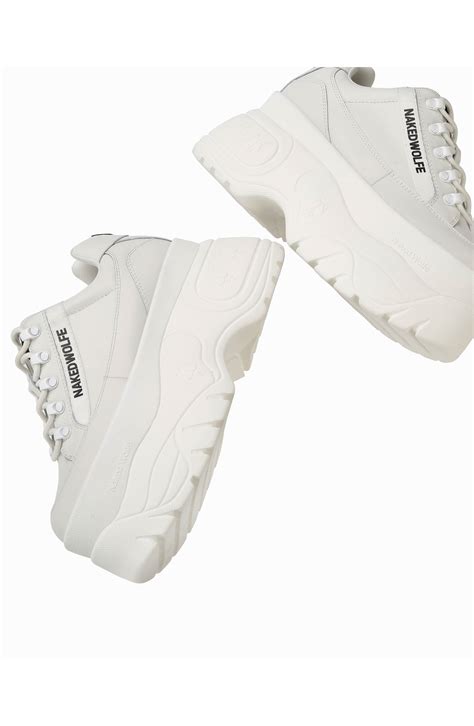 Naked Wolfe Sprinter Mega Platform Sneaker In White Leather Smart Closet