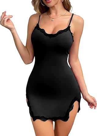 Cripom Womens Lingerie Sexy Nightgowns Babydoll Lace Trim Sleep Dress Chemise Sleepwear With