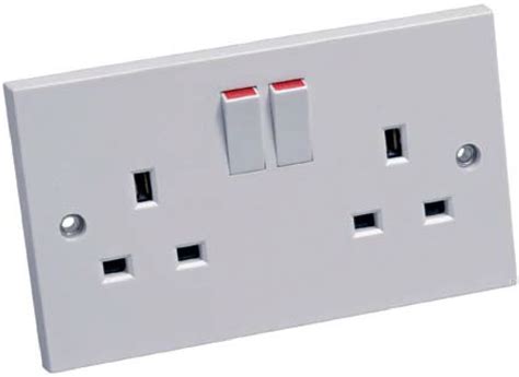 double wall socket  box pattress twin  gang switched plug