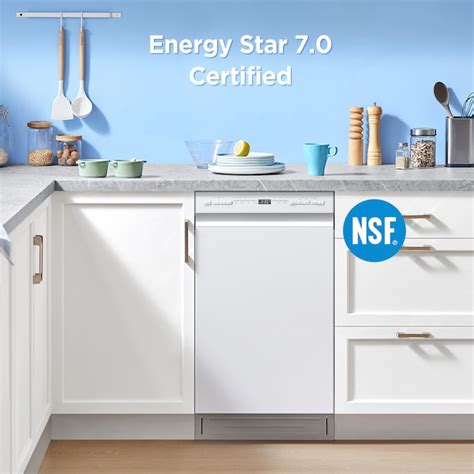 Midea 18-in Front Control Built-In Dishwasher (White) ENERGY STAR, 52 ...