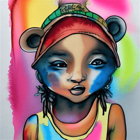 Hip Hop Girl Bear Watercolor Graphic · Creative Fabrica