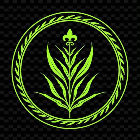 Premium Psd Tarragon Plant Emblem Logo With Decorative Circle And