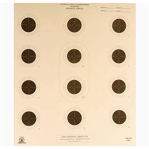 NRA Official AR 5 10 10 Meter Air Rifle Target