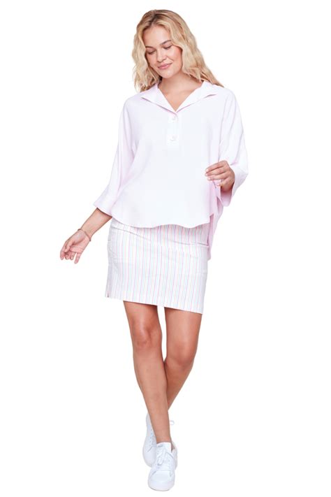 Renuar Seersucker Pinstripe Skort In Multi Shady And Katie Shady