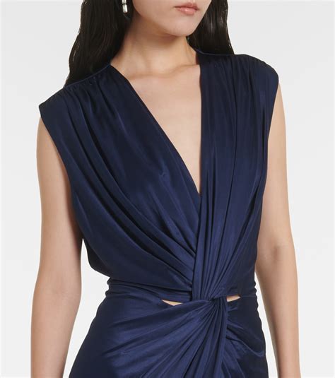 Indra gathered jersey gown in blue - Costarellos | Mytheresa