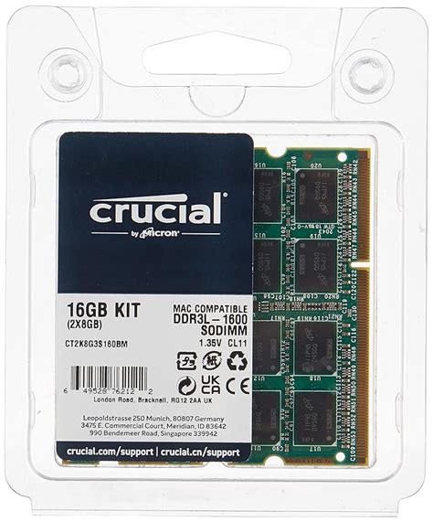 Amazon.in: Buy Crucial 16GB Kit (2 x 8GB) DDR3L-1600 SODIMM Memory for ...