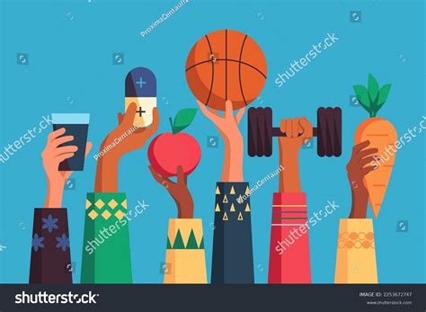 Healthy Lifestyle Illustration Healthy People Stay Stock Vector
