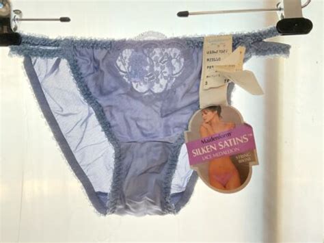 Maidenform Silken Satins Lace Double String Bikini Panties 5 Small NWT Blue EBay