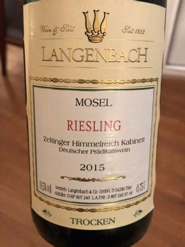 Langenbach Zeltinger Himmelreich Riesling Kabinett Trocken Vivino US