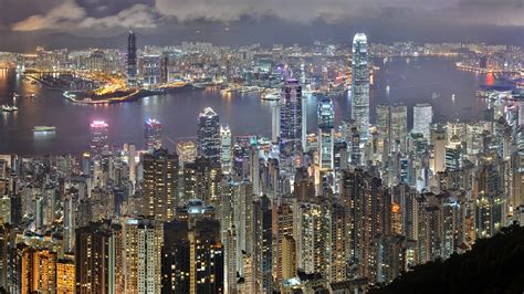 Fondos de pantalla Paisaje urbano Hong Kong noche reflexión