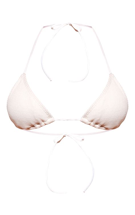 Cream Ribbed Triangle Bikini Top Swimwear Plt Ksa