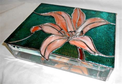 Stained Glass Jewelry Box Purple W Champagne Lily Etsy