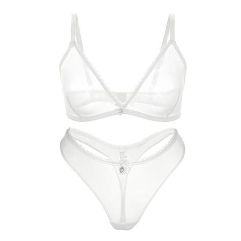 Dropshipping Varsbaby Sexy Summer See Through Lingerie Set Ultra Thin Deep V Bra Set Underwear